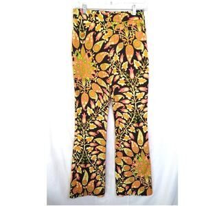 Zara Retro 70s Flare Paisley Print Pants Size S Boho Vintage Style
